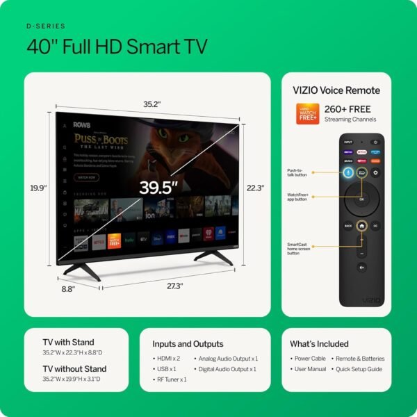 71dCprMNcCL._AC_SL1500_ VIZIO D-Series 40-Inch Smart TV Review Full HD with Free Streaming